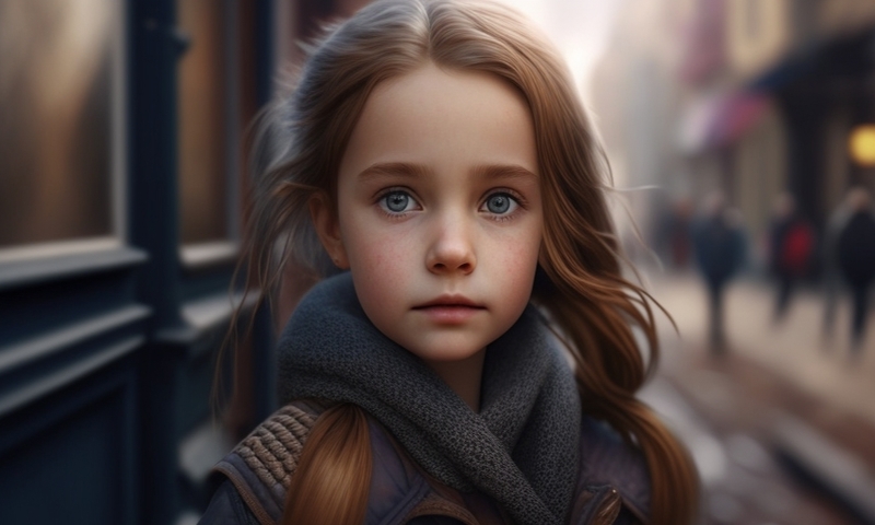 Милая добрая маленькая девочка стоит на улице