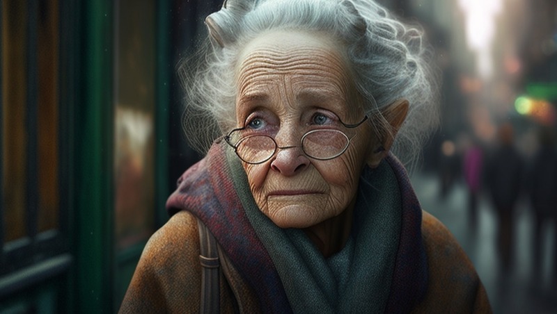 Грустная старушка бабушка