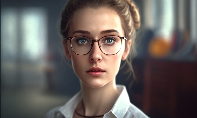 Красивая молодая учительница в очках