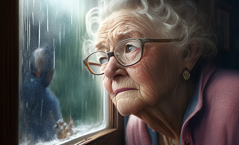 Бабушка смотрит в окно
