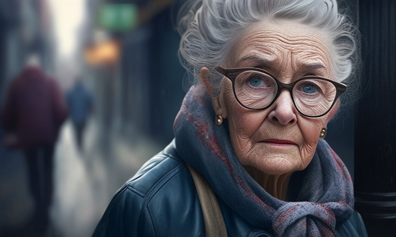 Самая лучшая бабушка идёт по улице грустная