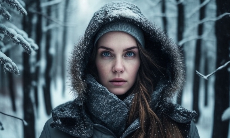 Зима лес красивая женщина