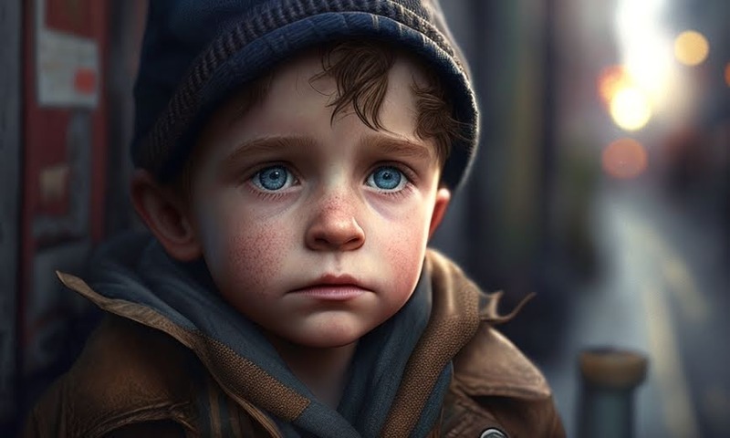 Бездомный сирота мальчик