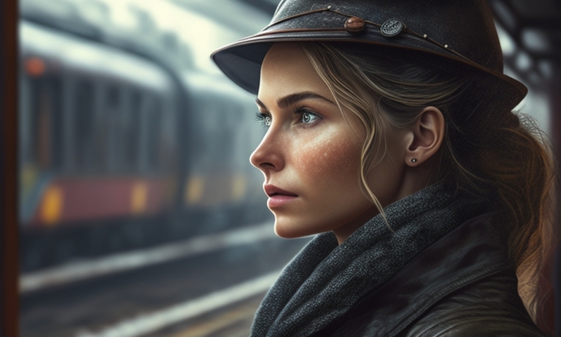 Красивая девушка ждёт поезд