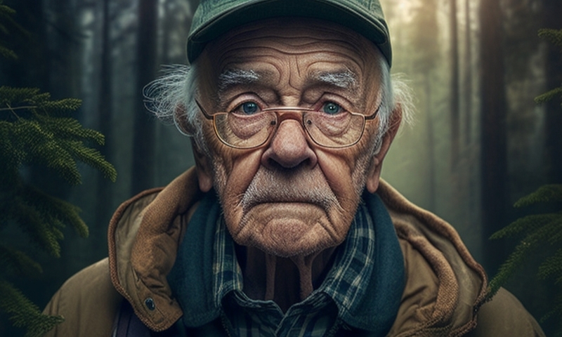 Дедушка в лесу