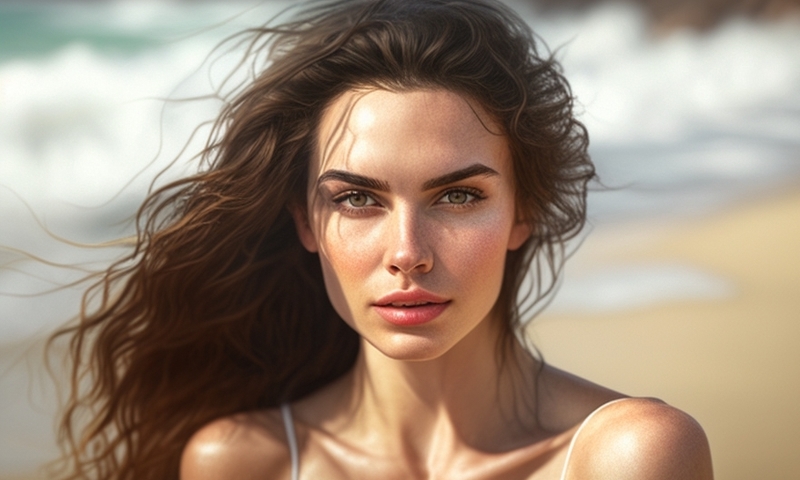 Красивая девушка на пляже у моря