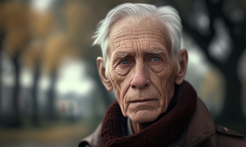 Пожилой мужчина дедушка с седыми волосами