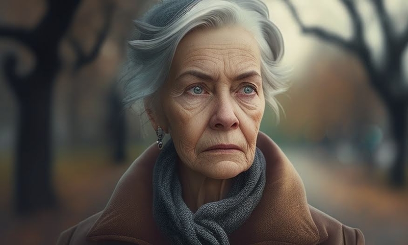 Пожилая женщина гуляет бабушка