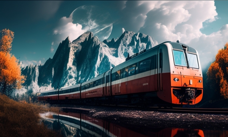 Электричка поезд в горах Альпы