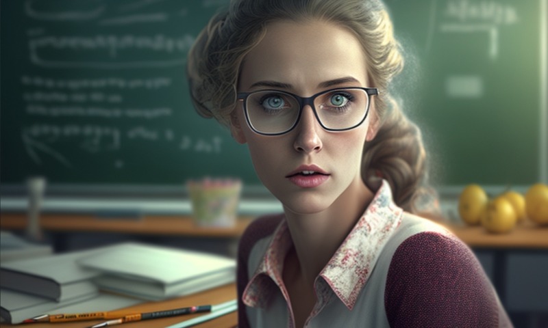 Молодая учительница, девушка с голубыми глазами