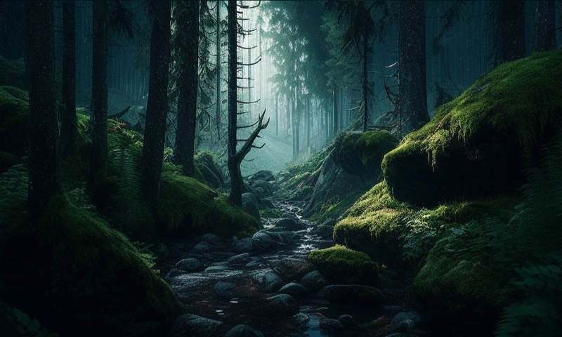 Лес красивый загадочный тайга чаща леса