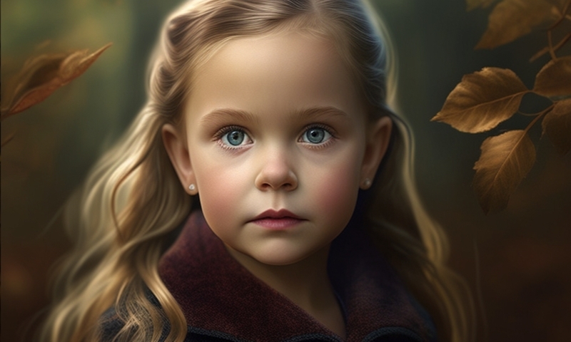 Маленькая красивая девочка в лесу