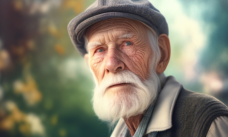 Старый дедушка старик с седой бородой