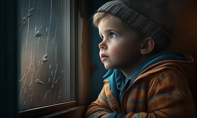 Грустный мальчик у окна ненужный ребёнок