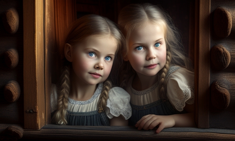 Красивые девочки в деревянном доме