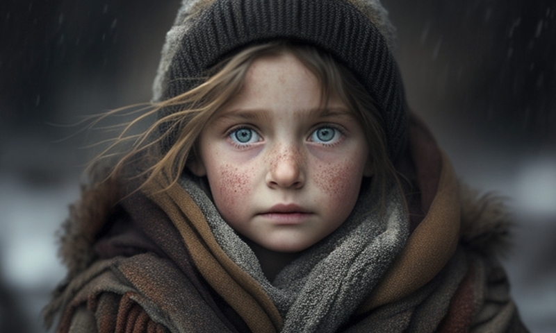 Одинокая маленькая бездомная девочка