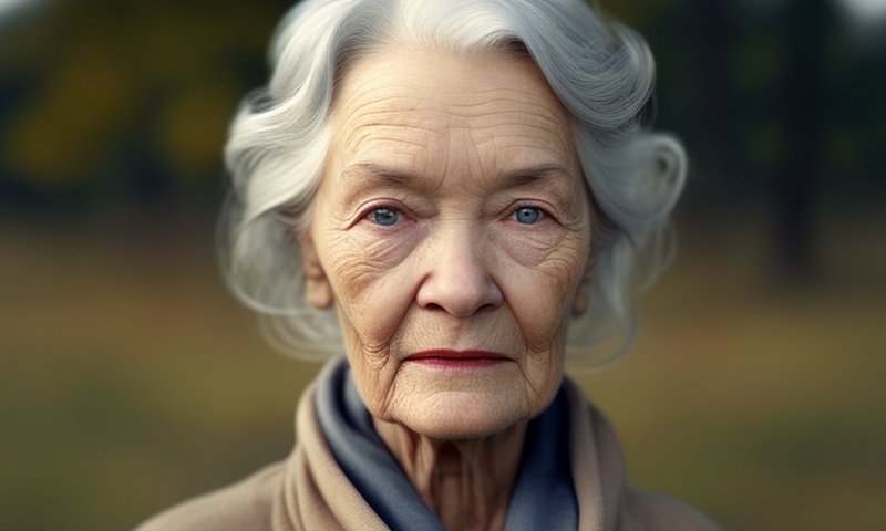 Пожилая женщина бабушка в лесу