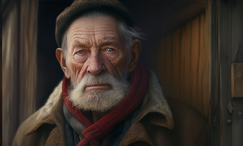 Пожилой одинокий мужчина дедушка деревенский