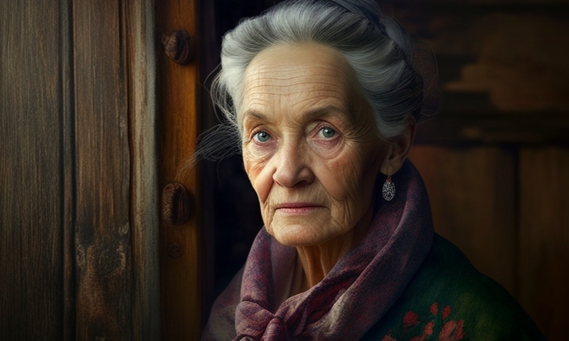 Бабушка грустная одинокая пожилая женщина