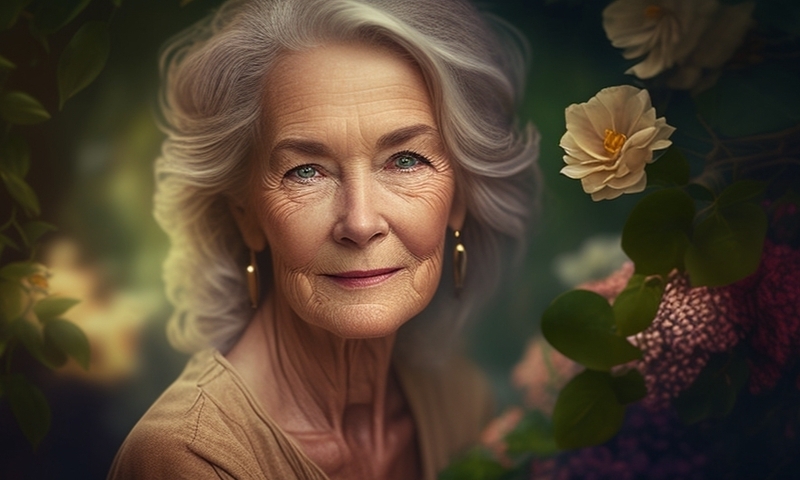 Красивая пожилая женщина в огороде в саду бабушка