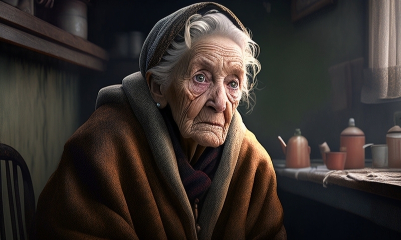 Одинокая бабушка грустная