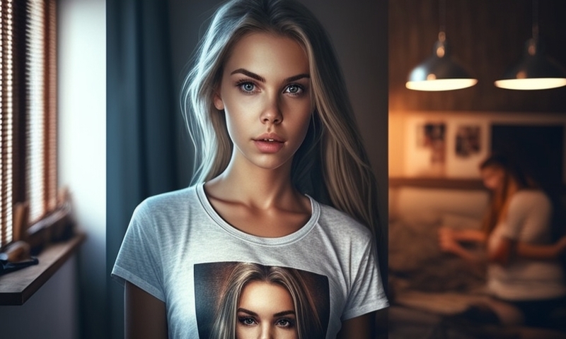 Красивая девушка в футболке