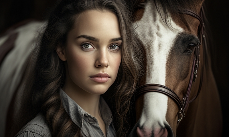 Красивая девушка и лошадь