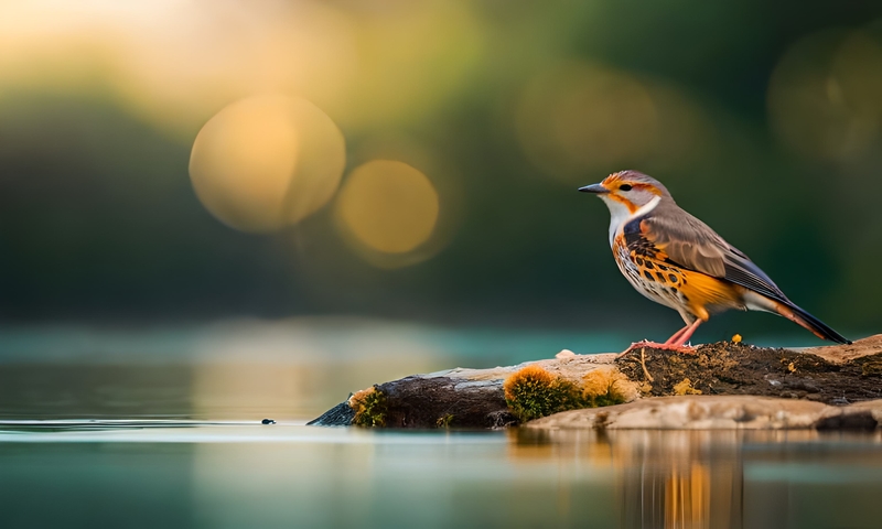 Красивая птица у реки