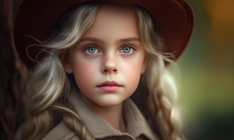 Красивая девочка в шляпе с голубыми глазами