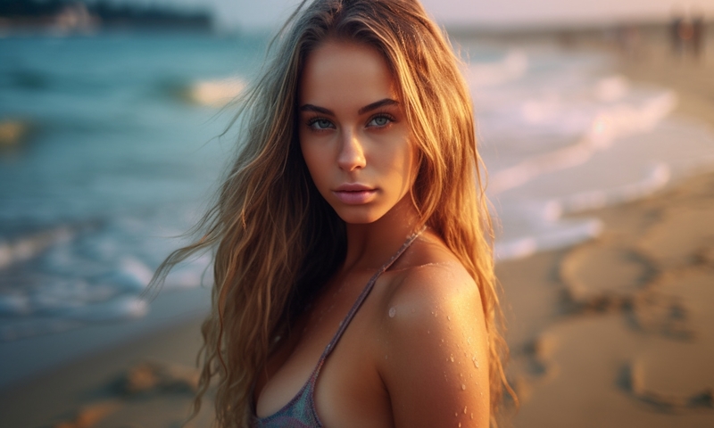 Красивая молодая девушка на пляже