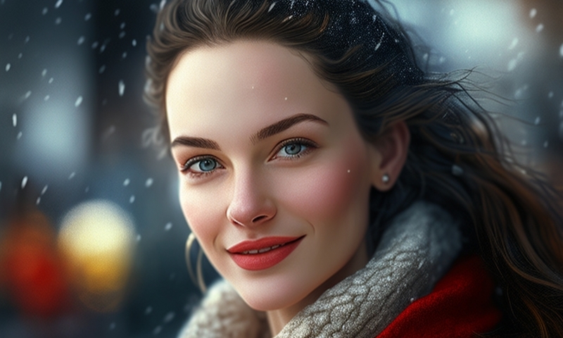 Красивая счастливая девушка зимой на улице