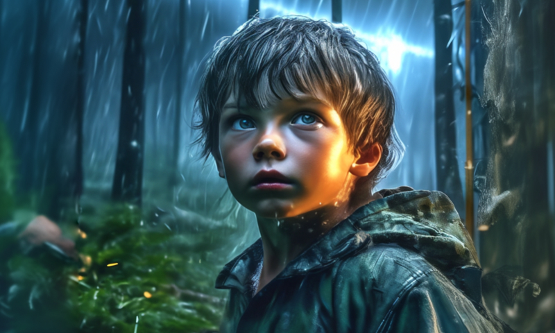 Мальчик в лесу ночь дождь потерялся