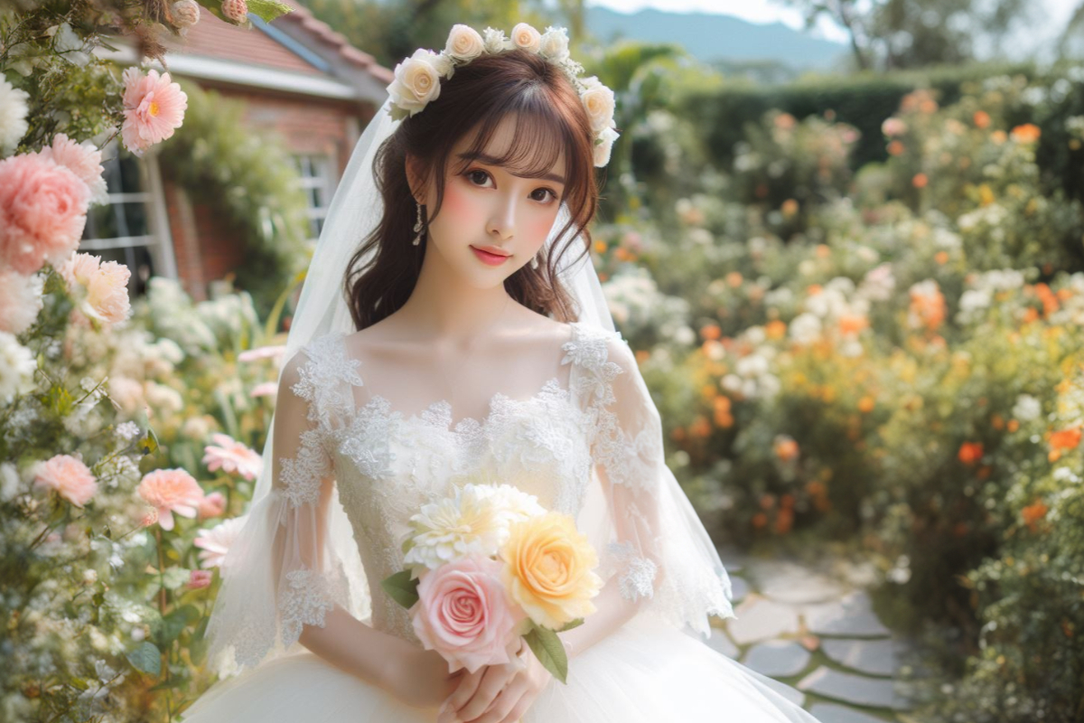 Невеста в свадебном платье