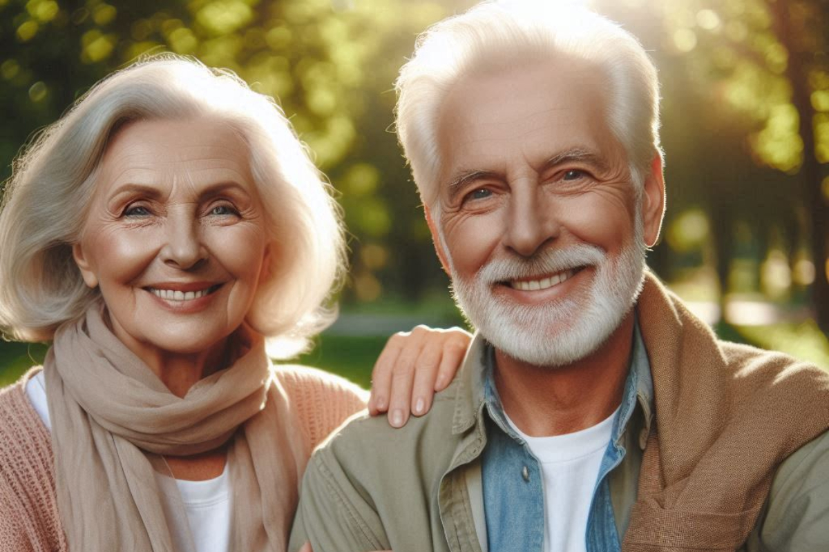 Пожилая счастливая пара